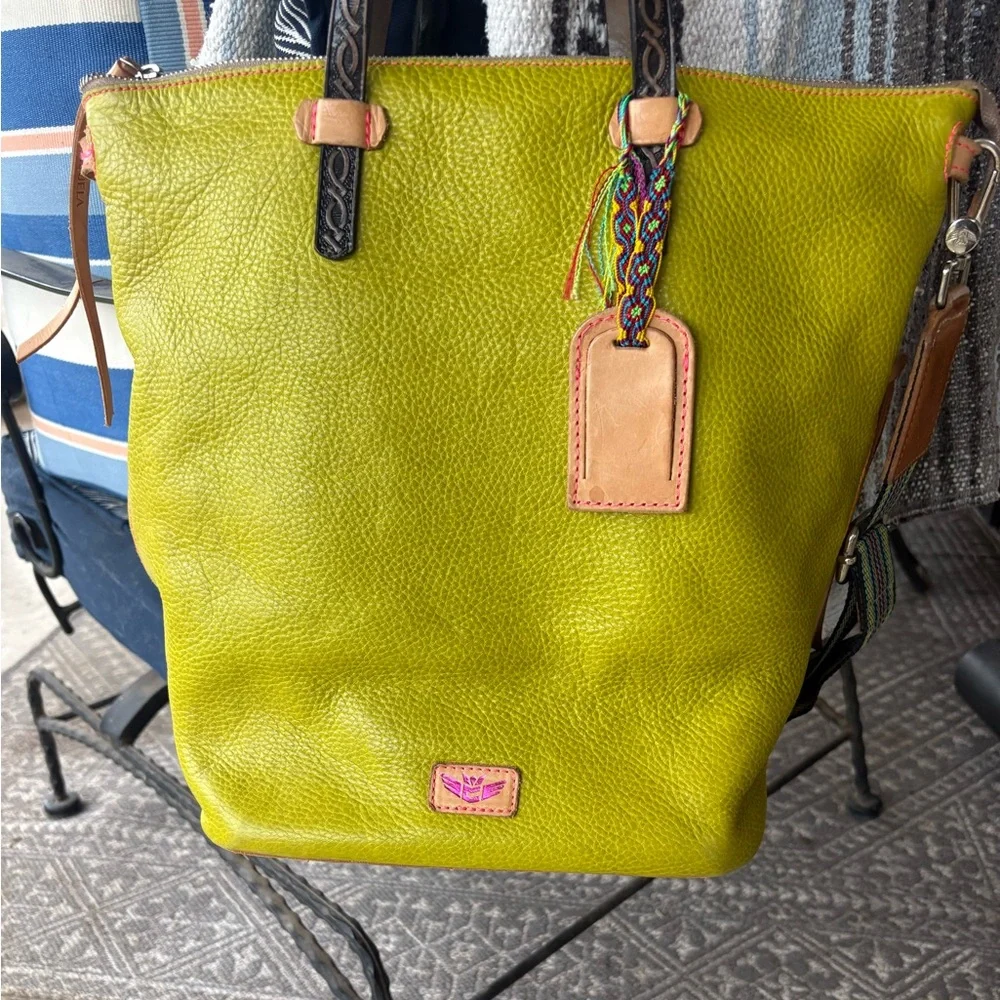 Consuela Vibrant Green Leather Backpack - Picture 1 of 8